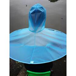 Adult Ufo Raincoat with Head-Mounted Umbrella, Fishing Hat, New Waterproof Thickened Rain Gear, Rain Cape, Rain Hat