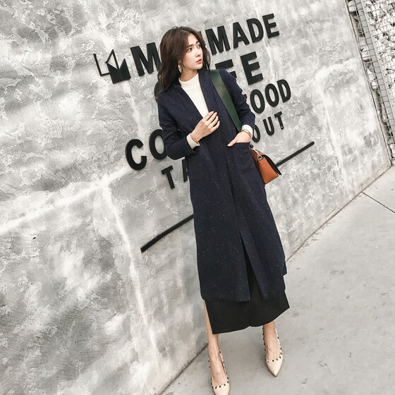 
2025 new autumn retro colorful dot knitted jacket slim and loose mid-length over-the-knee sweater cardigan for women