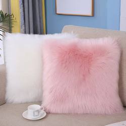 Nordic Style Plush Pillow Modern Simple Imitation Wool Sofa Headboard Fluffy Square Lumbar Cushion Cover Pillow