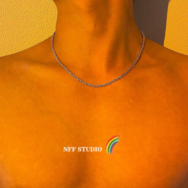 NFF hip-hop light luxury niche titanium steel necklace men ins cold style minimalist European and American street collarbone chain trendy twisted chain