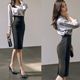 Spring and summer 2025 slim and hip-covered skirt stretch skirt high waist versatile OL skirt professional one-step skirt