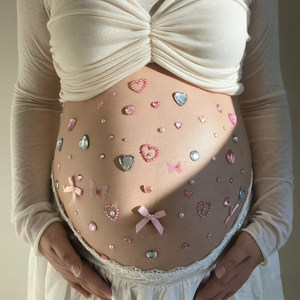 
Maternity photo at home selfie prop sticker atmosphere niche design love diamond butterfly sticker decorative pregnancy belly sticker
