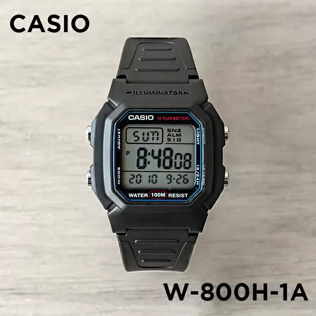 卡西欧手表CASIO W-800H-1A 黑色复古户外运动休闲防水电子表-Taobao