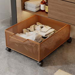 Dirty Clothes Basket under the Bathroom Cabinet, Movable Laundry Storage Basket with Wheels, Small Trolley Storage Rack, Laundry Basket