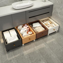 Solid Wood Bathroom Cabinet with a Dirty Laundry Basket, Movable Dirty Clothes Storage Basket for the Bathroom, Under-Sink Sock and Dirty Laundry Hamper