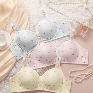 
Sweet Stars and Rain Girl Underwear Small Breast Gathering No Wires Comfortable and Breathable Summer Thin Student Bra