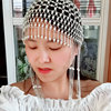 Original pure handmade lace temperament shooting hollow pearl tassel hat bridal stage performance headgear with children,s models