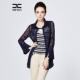 Xing's women's clothing Spring and Autumn mesh flare sleeve lapel shirt Large size knitted shirt Women's long sleeve mid-length top