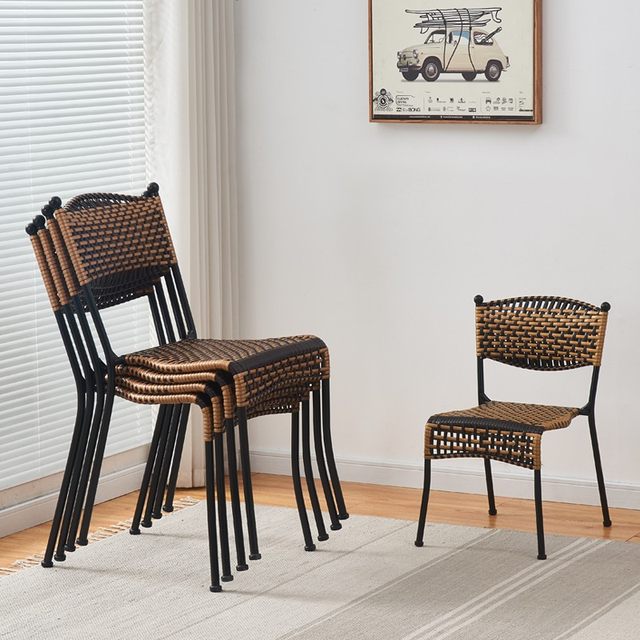 Small rattan chair, imitation rattan back chair, outdoor single leisure balcony chair, household ...