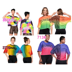 Special Offer: Fitness Wear, Dance Wear, Gymnastics, Sports, Running, Loose Short Style, Women's Rainbow-Colored T-Shirt, Quick-Drying and Breathable