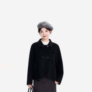 REST HEART 2024 autumn and winter new product, lapel black cashmere short coat