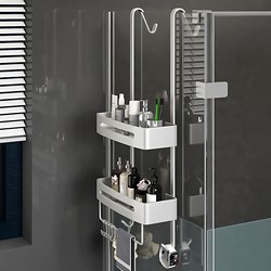 Bathroom Shelf, Stainless Steel Hanging Basket for Restroom, Bathroom Storage, Toilet Shower Room Hanging Rack, Glass Door Shelf