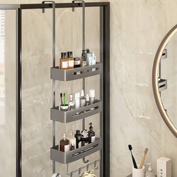 Bathroom Shelf, No-Drill Toilet Storage Rack, Washroom Organizer, Shower Glass Door Hanging Basket