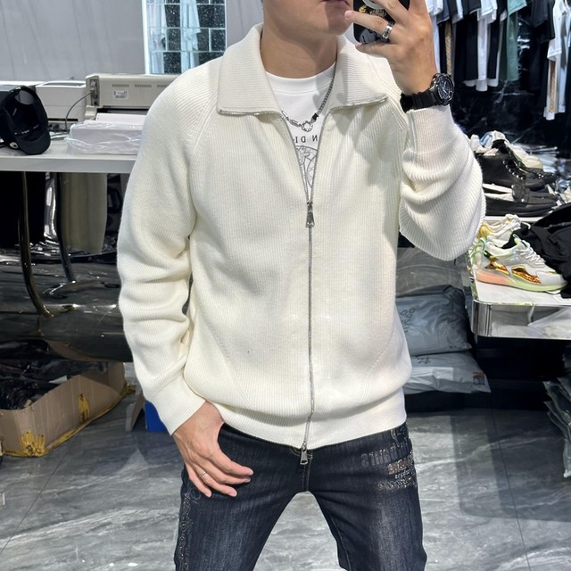 Men's worsted lapel turnable turtleneck sheep wool sweater autumn and ...