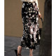 Elegant and elegant acetic acid printed skirt side slit hanging floral high waist A-line skirt fishtail skirt makes you look slim and versatile