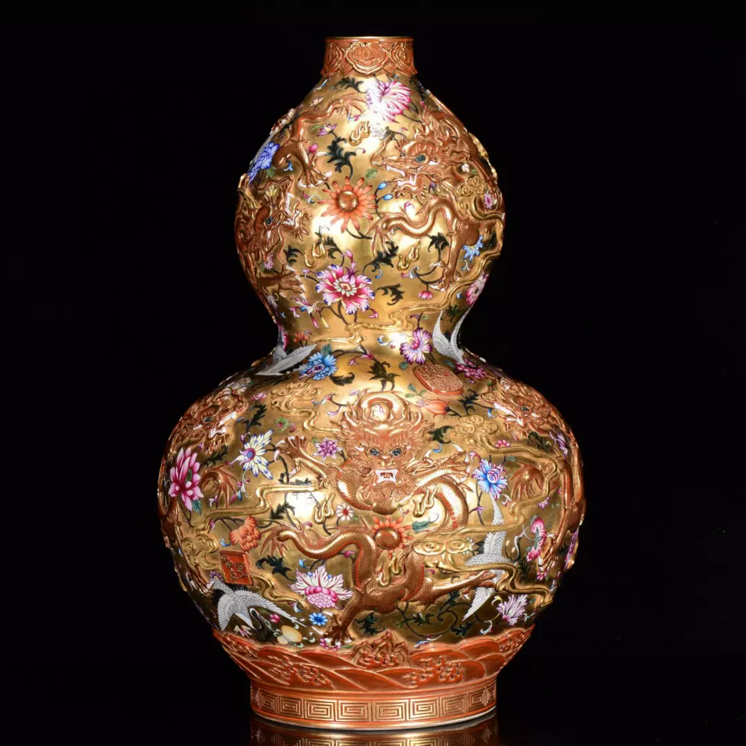 清乾隆粉彩百鸟朝凤花鸟纹双耳瓶古玩古董精品瓷器老货旧货收藏