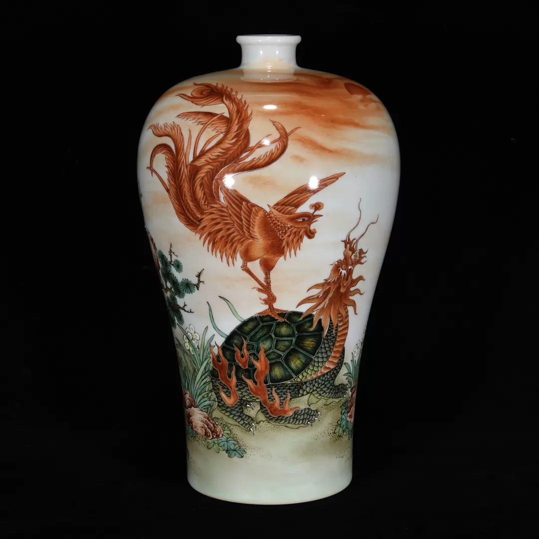 清乾隆粉彩描金山水诗句纹双耳瓶古玩古董精品瓷器老货旧货收藏