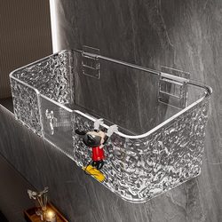 Japanese Bathroom Shelf, Light Luxury Acrylic Bathroom No-Drill Wall-Mounted Toilet Washstand, Cosmetics Storage