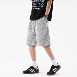 OCW trendy brand American casual shorts for men 2025 summer new black and white striped loose large size handsome five-point pants