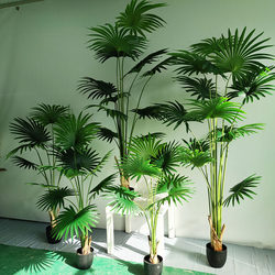 Artificial California Palm Tree Nordic Style Fake Green Plant Round Leaf Palm Decorative Ornament Floor-Standing Indoor Bonsai