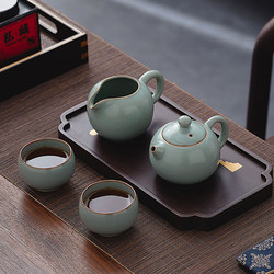 Ruyao Tea Set for Home Use, One Pot and Two Cups, Two-Person Tea Set, Ruyao Porcelain Crackle Glaze Kung Fu Xishi Teapot, Light Luxury Gift