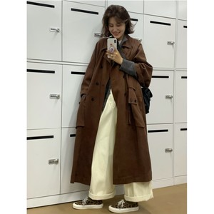 
cmeter draped Tencel blended double-breasted long trench coat for women