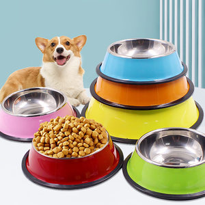 
Pet bowl manufacturer wholesale printed thickened anti-knock dog bowl pet supplies dog feeder stainless steel dog bowl