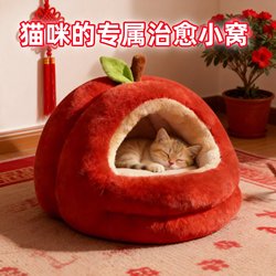Cat Bed, Thickened for Winter Warmth, Semi-Enclosed, Safe Tent, Small Dog Sleeping Bed, Cat Bed Suitable for All Seasons
