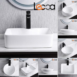 Nordic Ceramic Washbasin, Simple Bathroom Basin, Oval Countertop Washbasin, White Artistic Basin