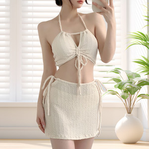 
Women's 2025 new summer sexy bikini split three-piece skirt style high-end pure conservative swimsuit