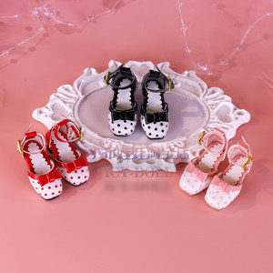 Icy DBS small cloth doll shoes ladies wave dot butterfly thick heels OB2419 joint baby shoes