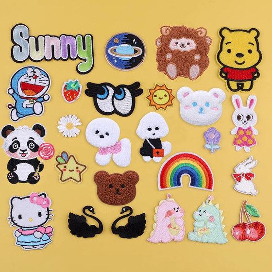 
Cartoon children's cloth patches clothes self-adhesive embroidery small patch patches fashionable down jacket jeans repair hole decoration patches