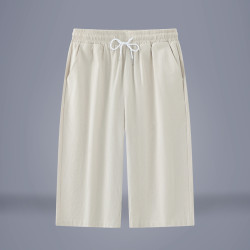 Pure cotton six-point pants men's summer thin shorts 7-point pants men's casual beach pants breeches cotton and linen pants men's pants