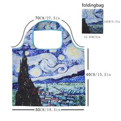 2024 New Van Gogh Famous Painting Starry Night Eco-Friendly Bag Cute Cartoon Foldable Shopping Bag Portable Storage Bag