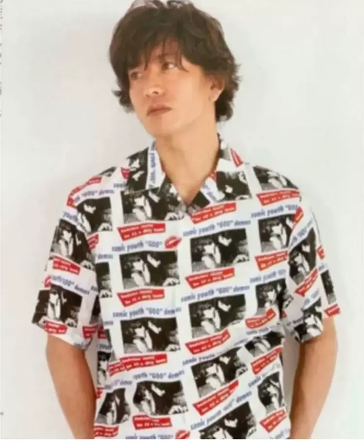 Hysteric Glamour木村拓哉同款Sonic Youth乐队印花夏威夷衬衫