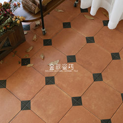 French-Style Vintage Tiles for Kitchen and Balcony, Non-Slip Floor Tiles, Mid-Century Entrance Hall and Dining Room Tiles, Chain Milk Tea Shop Tea Room Tiles