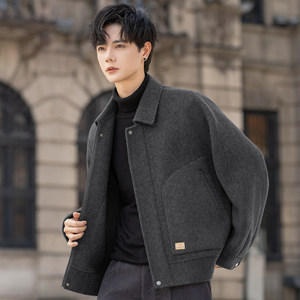 
High-end woolen woolen jacket men's double-sided velvet jacket 25 new coat short winter thickened lapel top