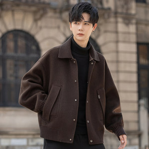 
100 pure wool woolen jacket men's double-sided fleece jacket 2026 new short coat autumn and winter thickening trend