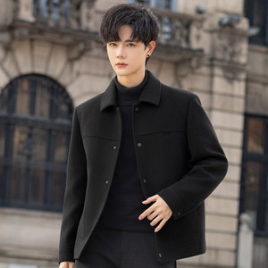 
100% pure wool woolen jacket men's double-sided fleece jacket autumn and winter short coat thickened 2025 new lapel