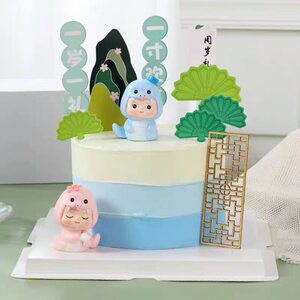 
Cartoon cute zodiac snake baby boy girl national trend snake year treasure gift birthday cake home resin ornament