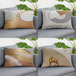 Modern Light Luxury Earth-Tone Stain-Resistant Throw Pillow for Living Room Sofa, Model Home Simple Decorative Backrest Cushion Soft Cover
