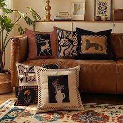 French Retro Light Luxury Throw Pillow Sofa Nordic Living Room Pillowcase Melard Vintage High-End Cushion Zebra Pattern Pillow