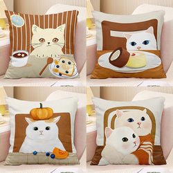 Nordic Light Luxury Geometric Throw Pillow, Simple Orange Floral Pillowcase, Gray Sofa, Gu Chen B&B Cat Cushion