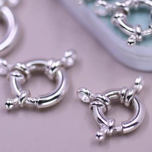 
Bubble buckle S925 sterling silver moonlight buckle DIY handmade accessories large spring buckle steering wheel buckle Buddhist beads link