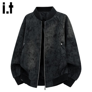 
it:5cm/FIVECM American retro leather jacket men's handsome Maillard wears casual lapel jacket