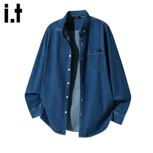 
it:5cm/FIVECM fashion trend lapel denim shirt men's 2025 spring and autumn loose casual top