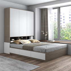 Tatami Wardrobe Bed Integrated Small Apartment Space-Saving Multifunctional Bedroom Storage with Desk Tatami Children's Bed