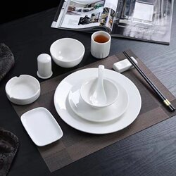 Pure white ceramic plate and dish three-piece tableware set
