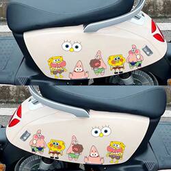Spongebob and Patrick Car Scratch Cover Stickers for Electric Vehicles and Motorcycles, Cartoon Fun Decorative Stickers, Waterproof