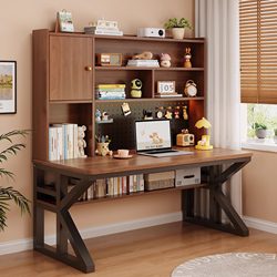 Desktop Computer Desk for Bedroom, Home Use, Desk and Bookshelf Integrated, Wall-Mounted Study Desk, Practical Wooden Desk with Pegboard